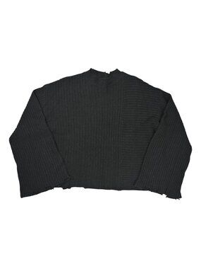 The Range Wool Cashmere Distressed Mockneck Sweater in Black